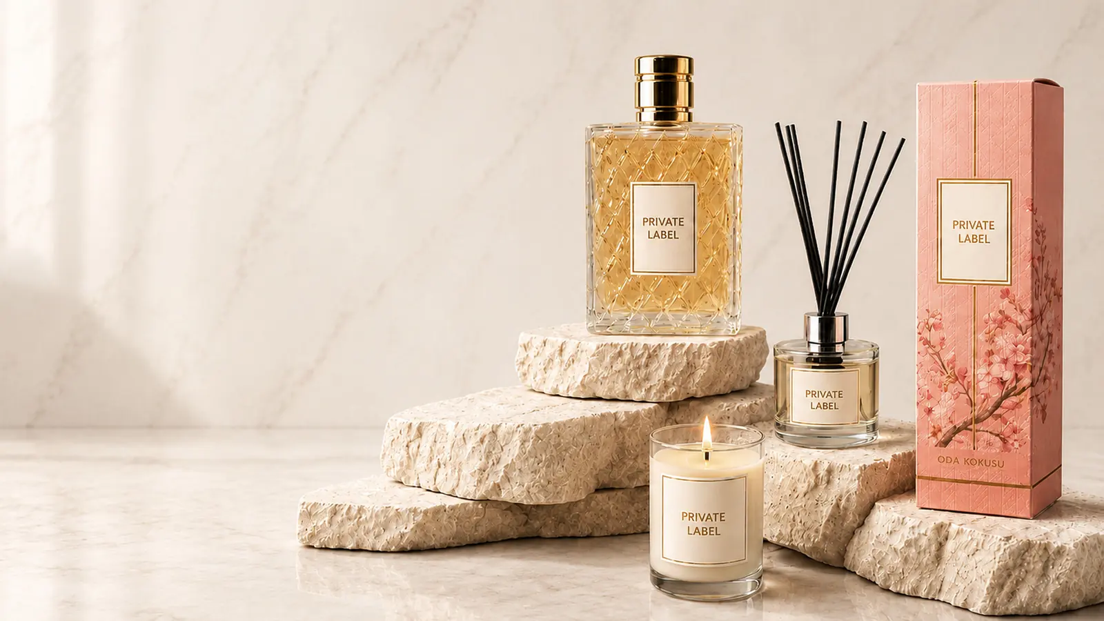 Private label perfume, room fragrance and scented candle collection